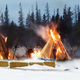 Fake photo supposedly depicting the burning of tipis at the NoDAPL protests in North Dakota, which is actually a publicity photo for the 2007 HBO TV movie Bury My Heart at Wounded Knee